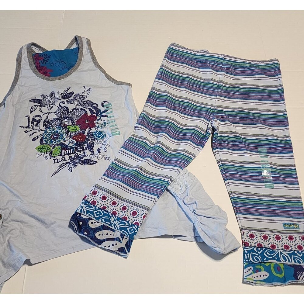 New Naartjie outfit girl sz 10 Sleeveless tunic / capris Blue spring summer